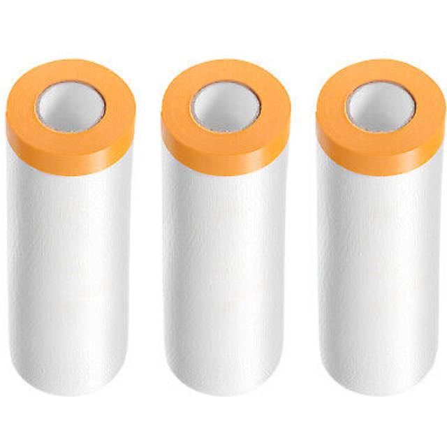 3 Rolls Pre-taped Masking Film 43.3x65.6ft Tape And Drape Plastic Drop Cloth