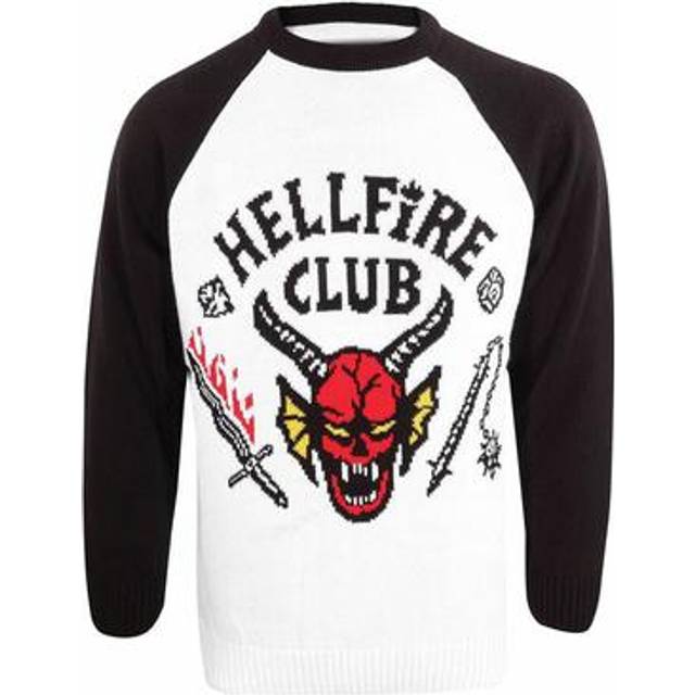 (XL, White) Stranger Things Christmas Jumper Hellfire Club new Official Unisex Ugly Sweater