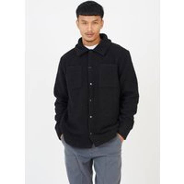 Brave Soul Mens Black Borg Lined Teddy Fleece Long Sleeve Shirt - Size Medium