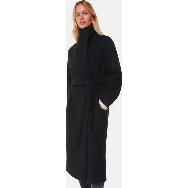 Whistles Morgan Funnel Neck Pure Wool Coat