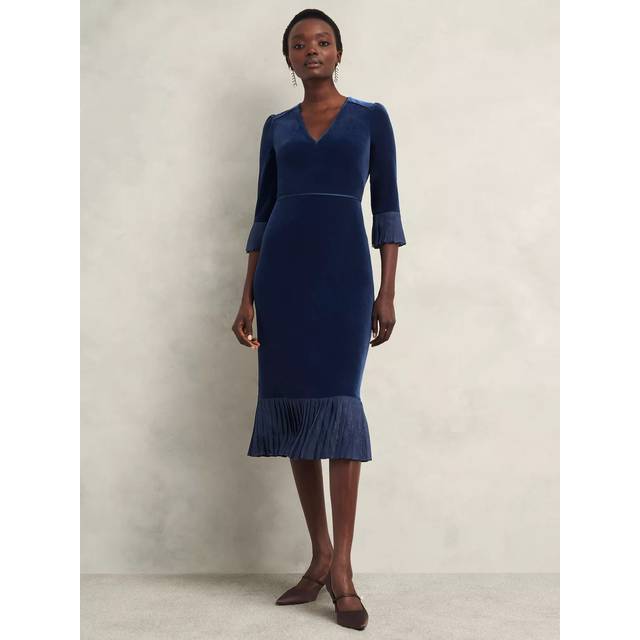 Hobbs Mary Velvet Dress, Riverside Blue