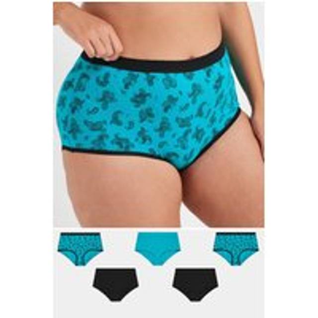 Yours 5 Pack Curve Blue Paisley Print Full Briefs - 38-40