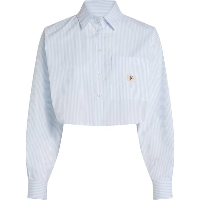 Shirt Calvin Klein Jeans Woven Label Cropped Shirt Blue S (S)