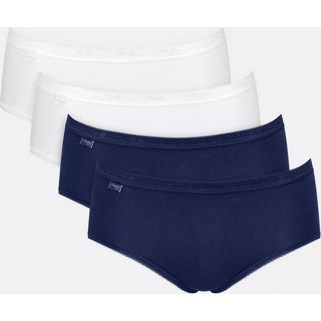 Sloggi Womens 10071781 Basic + Midi Brief 4 Pack - Multicolour Cotton - Size 14 UK
