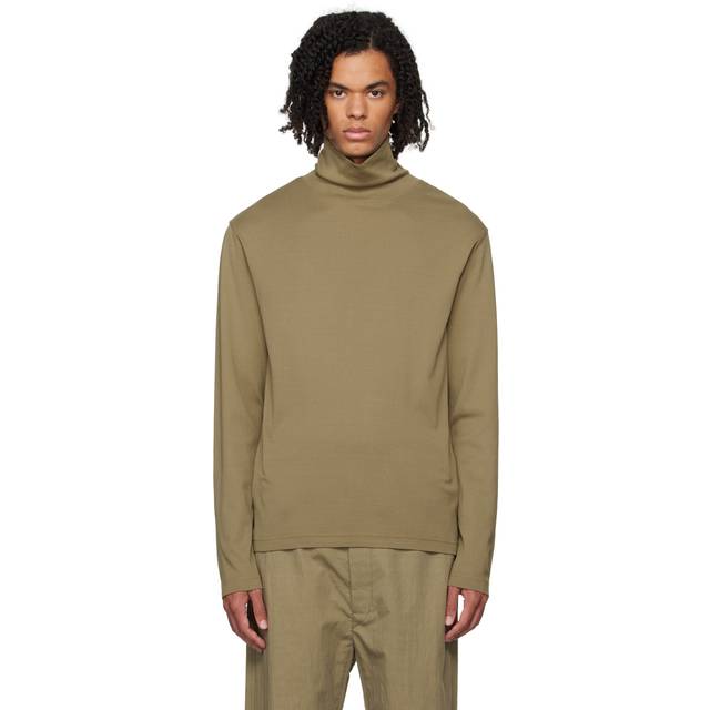LEMAIRE Khaki Long Sleeve Turtleneck - BG249 GREEN BEIGE - XXL