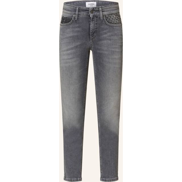 Cambio, Jeans, Dam, 3Xs, Bomull, Grå Cropped Jeans med Glimmerdetaljer - gray (3XS)