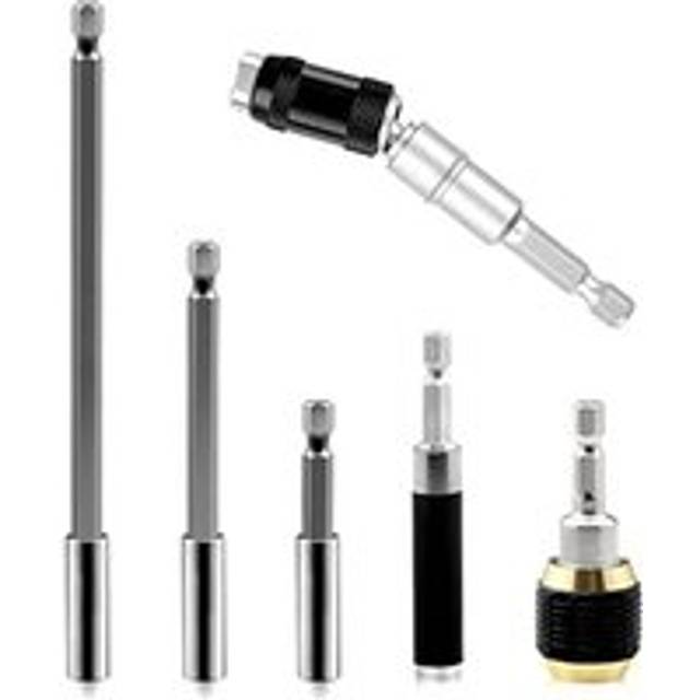 Drill Bit Holder Extension 6Pc Flexible Magnetic Swiveling Tip Bar Set Chuck Adapter Extender Impact Driver