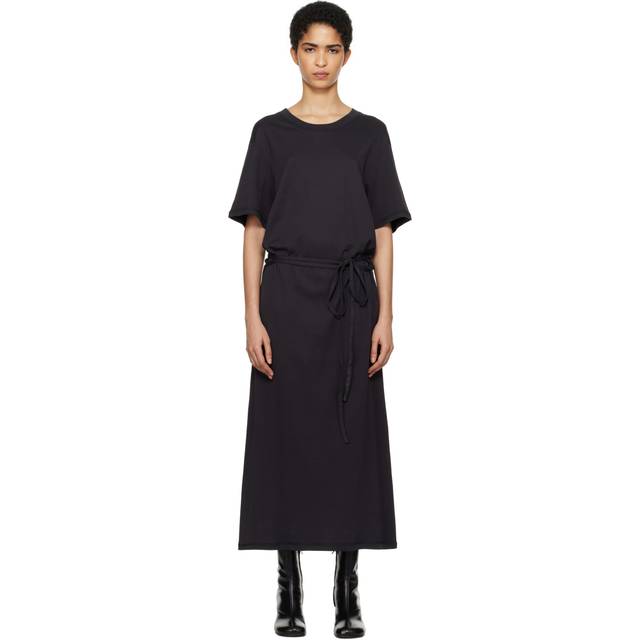 Lemaire, Maxi Dresses, female, Black, M, Belted Rib T-Shirt Dress