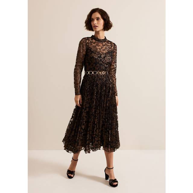 Phase Eight Women's Theodora Leopard Pleat Midi Dress - Multi-Coloured - 10