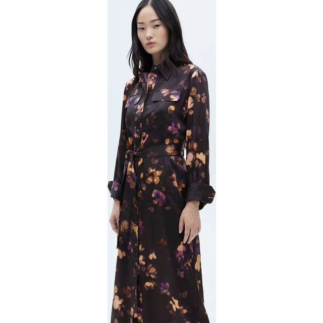 Mango Bosco Print Shirt Dress, Medium Purple