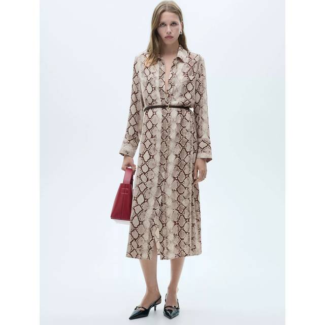 Mango Serpi Snake Primt Midi Dress - Brown - 8