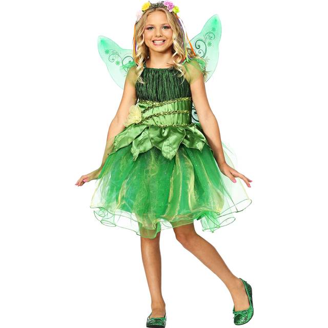 Girl's Garden Fairy Costume Dress | Kid's Fairy Costumes - Green (2XL)