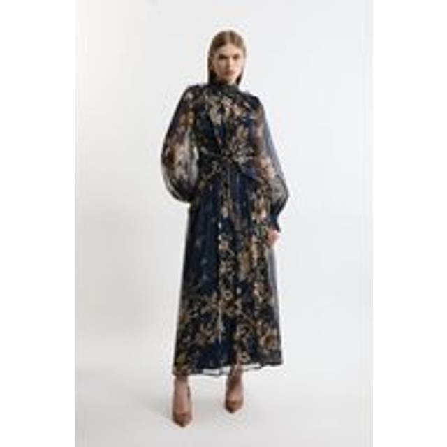 Lydia Millen Tall Ruffle Chiffon Maxi Dress - Floral
