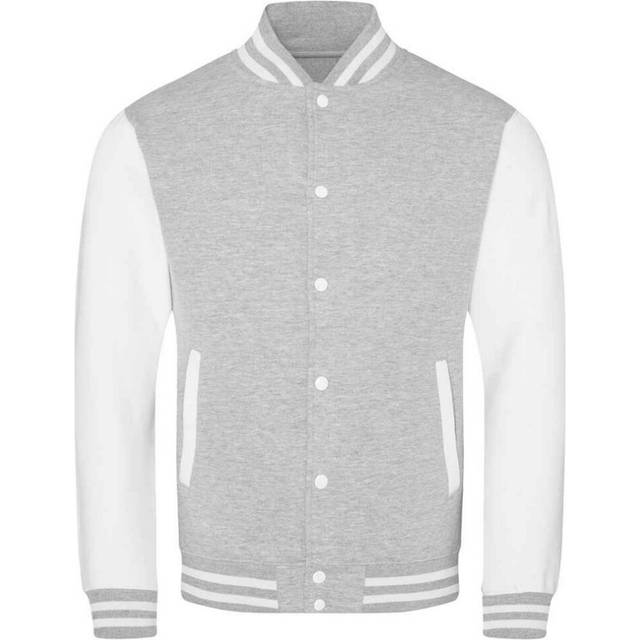 (XXL, Heather Grey/White) Awdis Unisex Varsity Jacket