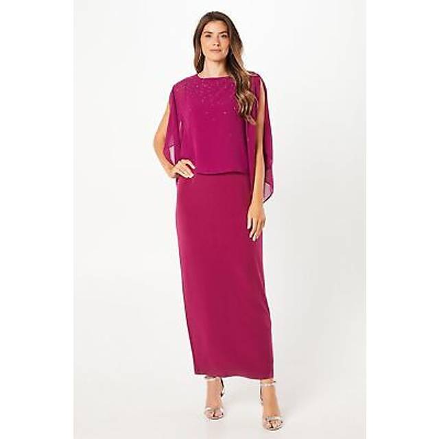 Wallis Occasion Hotfix Overlay Formal Maxi Dress In Berry - berry - 10