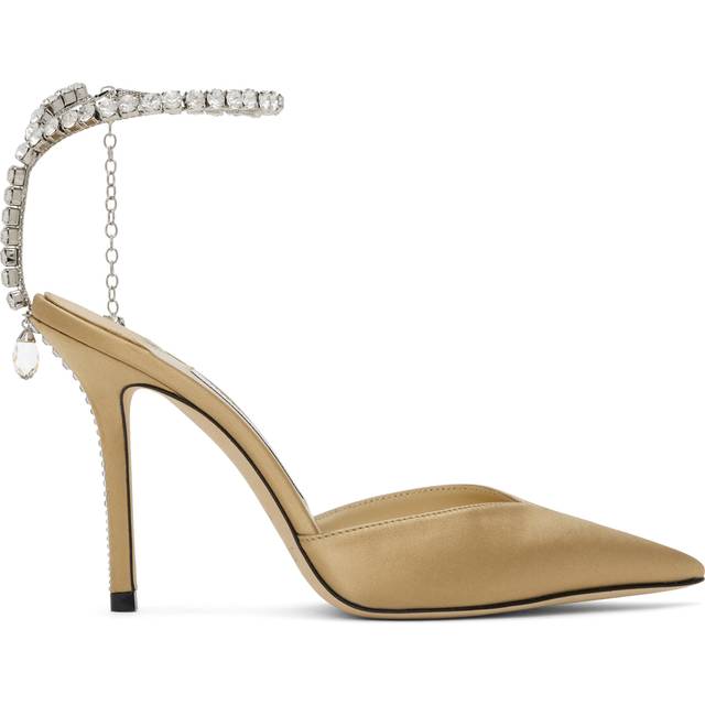 Jimmy Choo Beige Saeda 100 Heels - RATTAN - IT 35