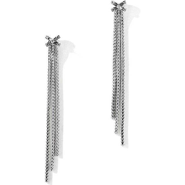 John Hardy Carved Chain Silver Pink Tourmaline Drop Earrings