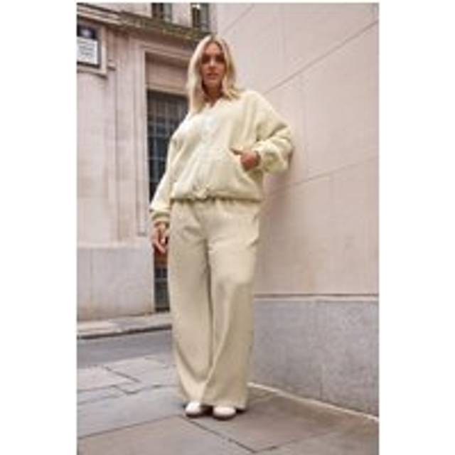 Limited Collection Curve Cream Teddy Borg Bomber Jacket, Women's Curve & Plus Size, Limited Collection - 18