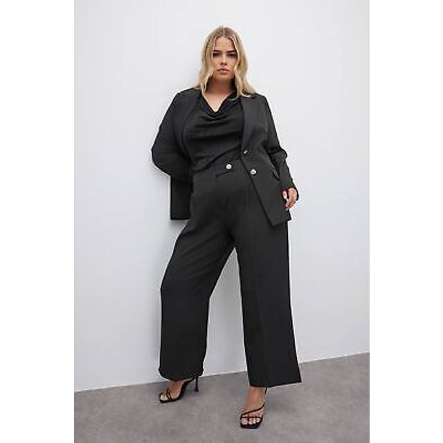 Yours London Curve Black Tailored Wide Leg Suit Trousers, Women's Curve & Plus Size, Yours London - 26-28