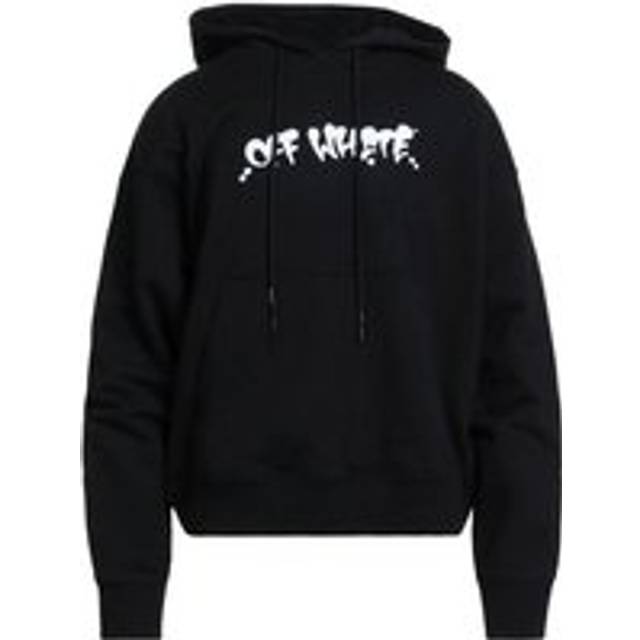 Off-White Mens Marker Graffiti Spray Design Logo Black Hoodie Cotton - Size Large