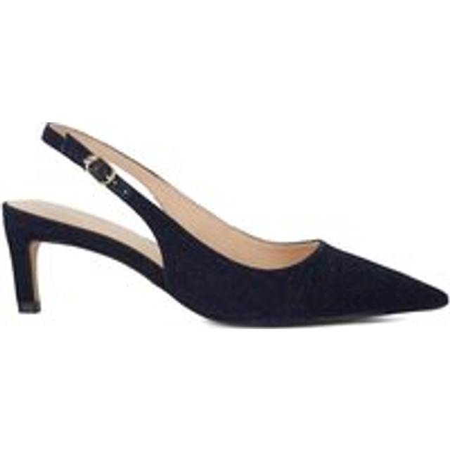 Dune Womens Vy Denim Fabric Celinna Kitten-heel Leather Slingbacks Eur 39 / 6 Uk Women - NAVY DENIM FABRIC