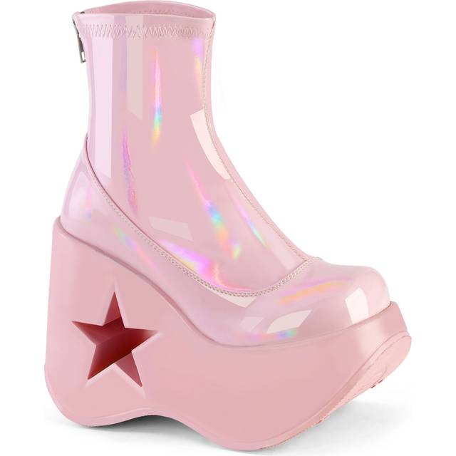 (UK 7/EU 40/US 10) DemoniaCult  Ankle Boots DYNAMITE-100 B. Pink Stretch Holo