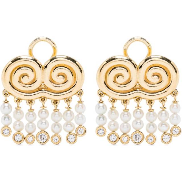 Sauer - 18kt yellow gold Agni pearls and diamonds earrings - women - 18kt Yellow Gold/Pearl/Diamond - One Size