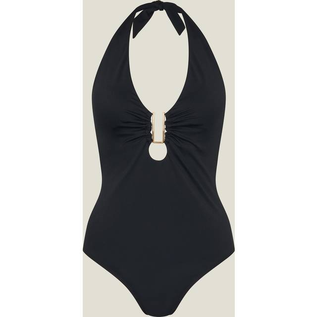 Halter Neck Shaping One Piece Swimsuit Black, Size: 6 - Accessorize