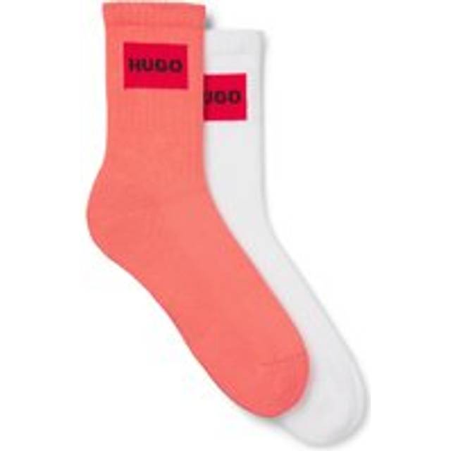 Two-pack of short-length socks with red logo labels - Light Red