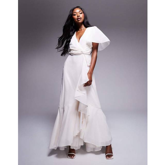 Anaya With Love Faux Ruffle Wrap Wedding Dress, Ivory