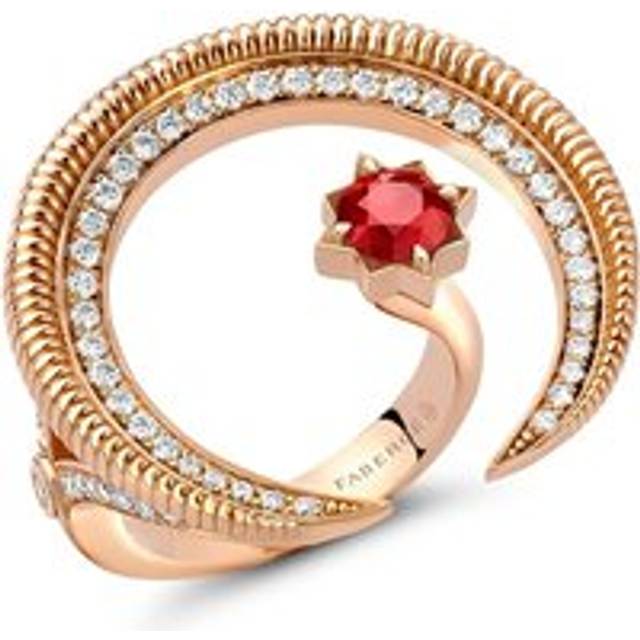 Faberge Colours of Love Hilal 18ct Rose Gold Ruby Diamond Ring - 52