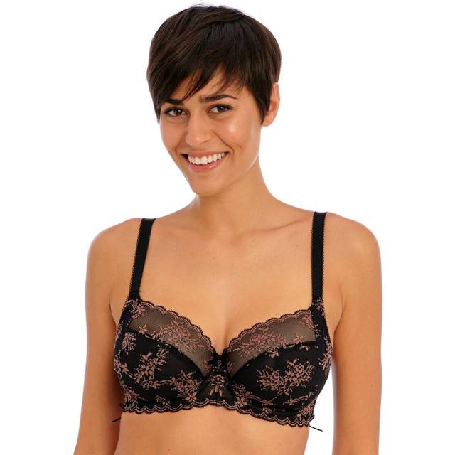 Freya Womens Offbeat Decadence Side Support Bra - Vintage Rose - Black Polyamide - Size 34D