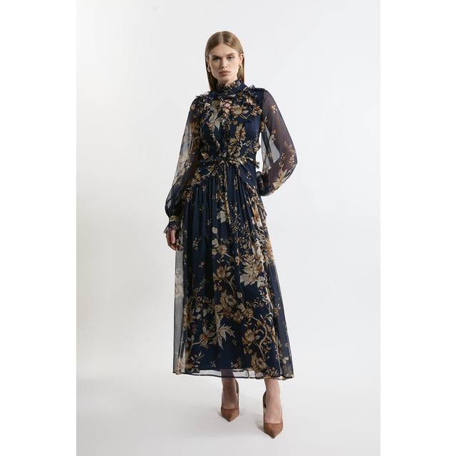 Lydia Millen Petite Ruffle Chiffon Maxi Dress - Floral