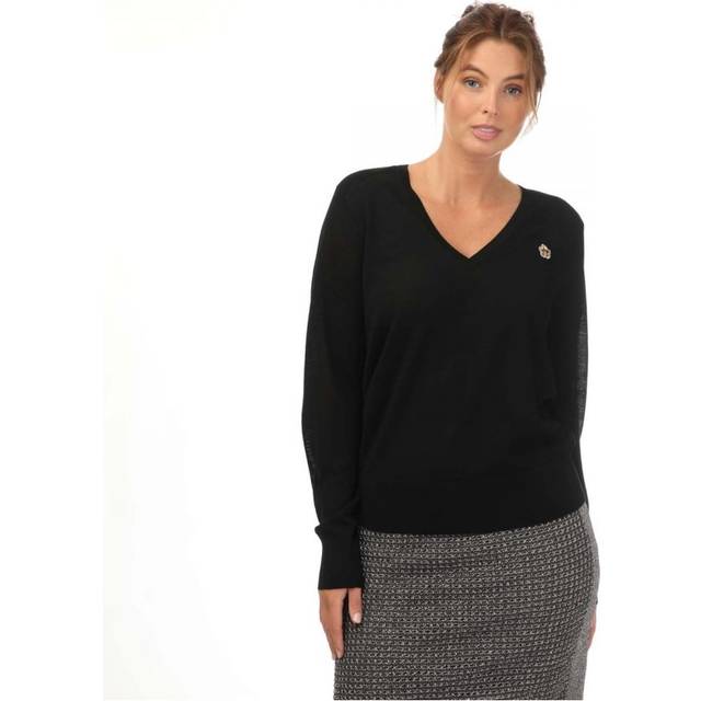 Ted Baker Womens Abiygal Merino Wool V-Neck Jumper in Black Wool (archived) - Size 12 UK