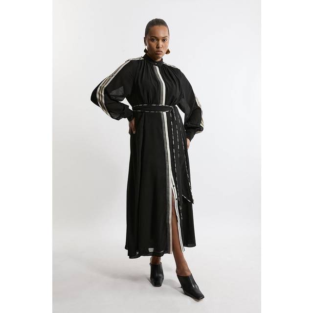 Plus Size Military Balloon Sleeve Maxi Dress - Mono