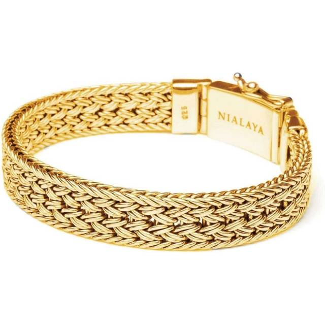 Nialaya Jewelry - Braided chain bracelet - men - Gold Plated Sterling Silver - XL