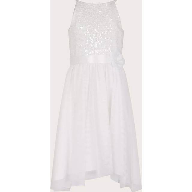 Monsoon Kids' Truth Sequin Maxi Dress, Ivory