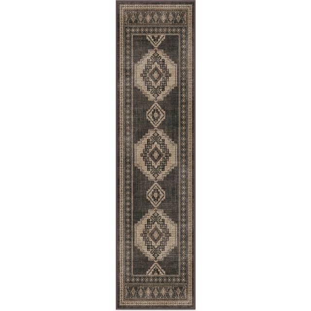 75x305 | Machine Washable Area Rug | Kid & Pet Friendly | Indoor Rugs | Rayne Charcoal & Tan Flatwoven Rug | Ruggable (75x305)