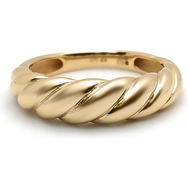 (Q) Jewelco London 9ct Gold Gachnun Twist Dome Croissant Ring 6mm - 1-83-6269