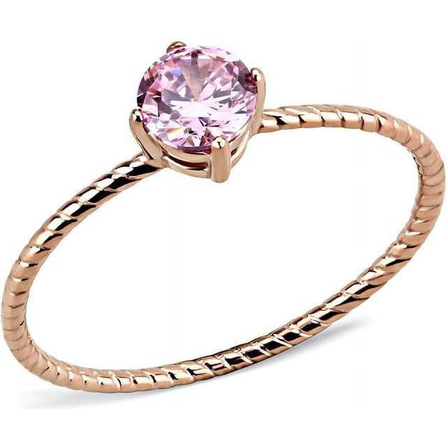 Alamode TK3558-7 Women IP Rose Gold Stainless Steel Ring with AAA Grade CZ in Rose - Size 7