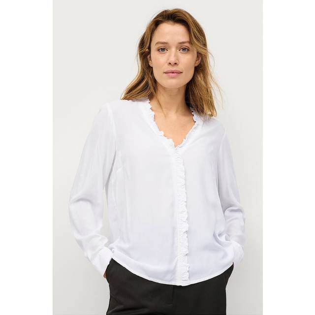Ellos Collection - Viskosblus med volangdetalj blus - Vit