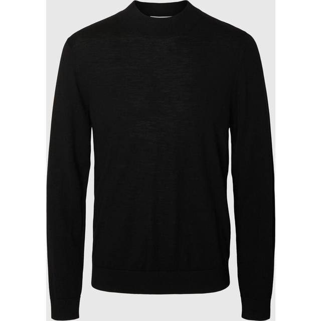 Selected Homme Slhtray Ls Knit Merino Mock Neck No Pullovers Svart