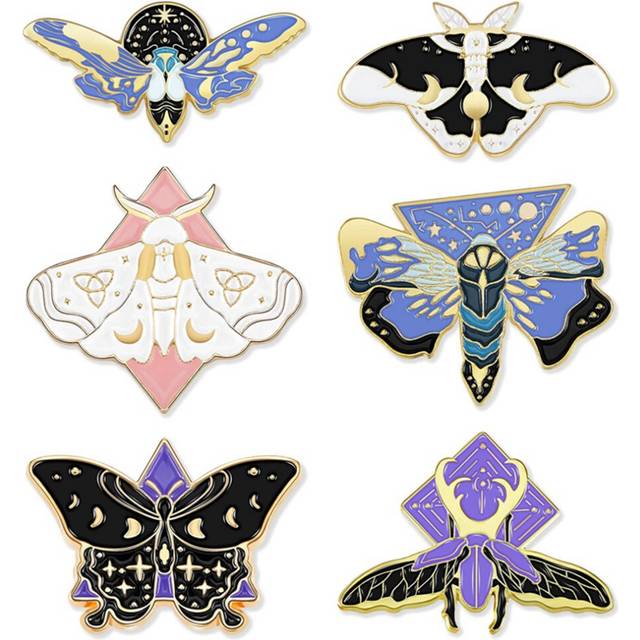 6 Pcs Butterfly Pins Enamel Pin Set Lapel Pins Brooches Luminous Cute Fireflies Backpack and Jackets Pins for Women