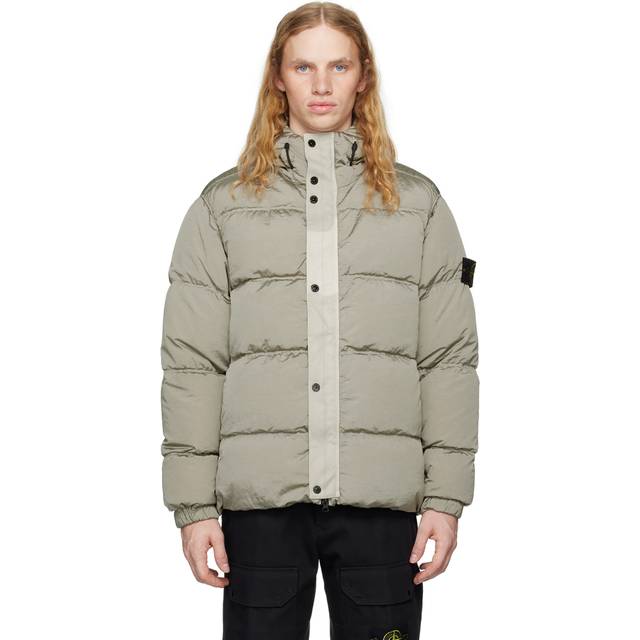 Stone Island Gray Metal Hooded Down Jacket - V0097 PLASTER - XXXL