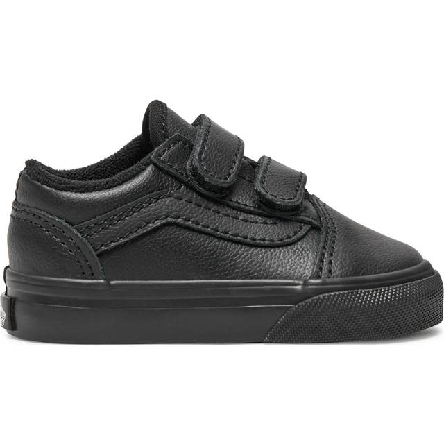 Vans unisex for kids. VN0009RCHF91 Old Skool V leather trainers black (24.5), Flat, Suede, Velcro, Casual, children's fashion