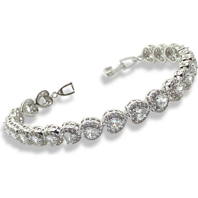White gold finish created diamond heart cut bracelet free postage gift boxed