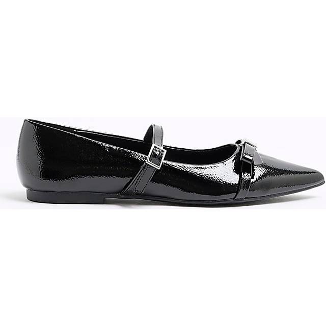 River Island Womens Black Patent Bow Mary Jane Shoes - 5