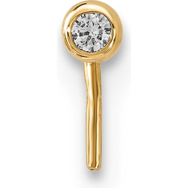 2.2 x 6.5 mm 14K Yellow Gold Cubic Zirconia Nose Stud