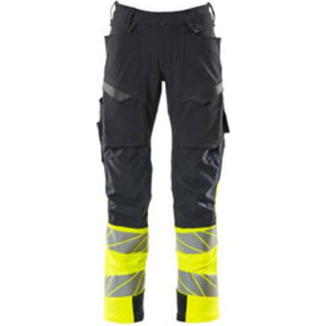 Mascot Accelerate Safe Trousers with Kneepad Pockets Dark Navy/Hi-Vis Yellow (L3
