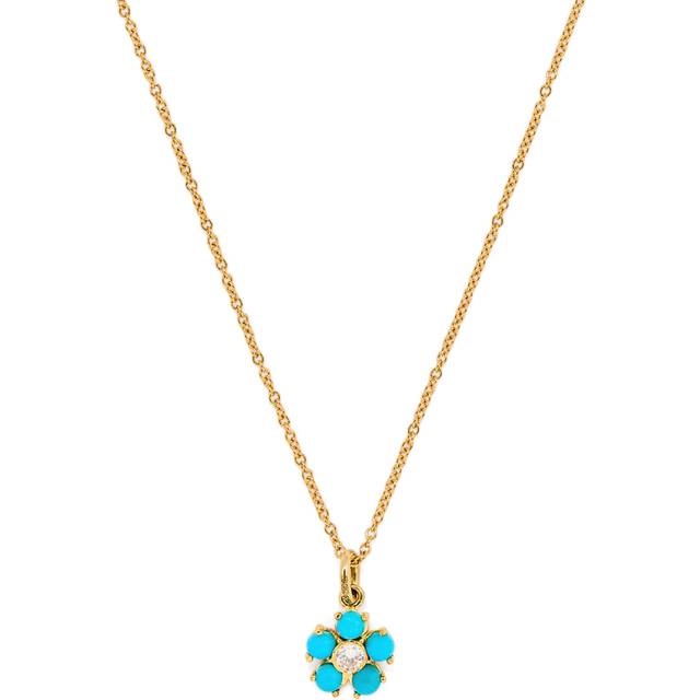 Jennifer Meyer Large Yellow Gold, Turquoise and Diamond Flower Necklace - One size